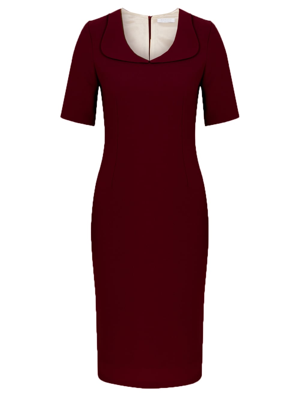 Baby Collar Crepe Dress in Wine Colour