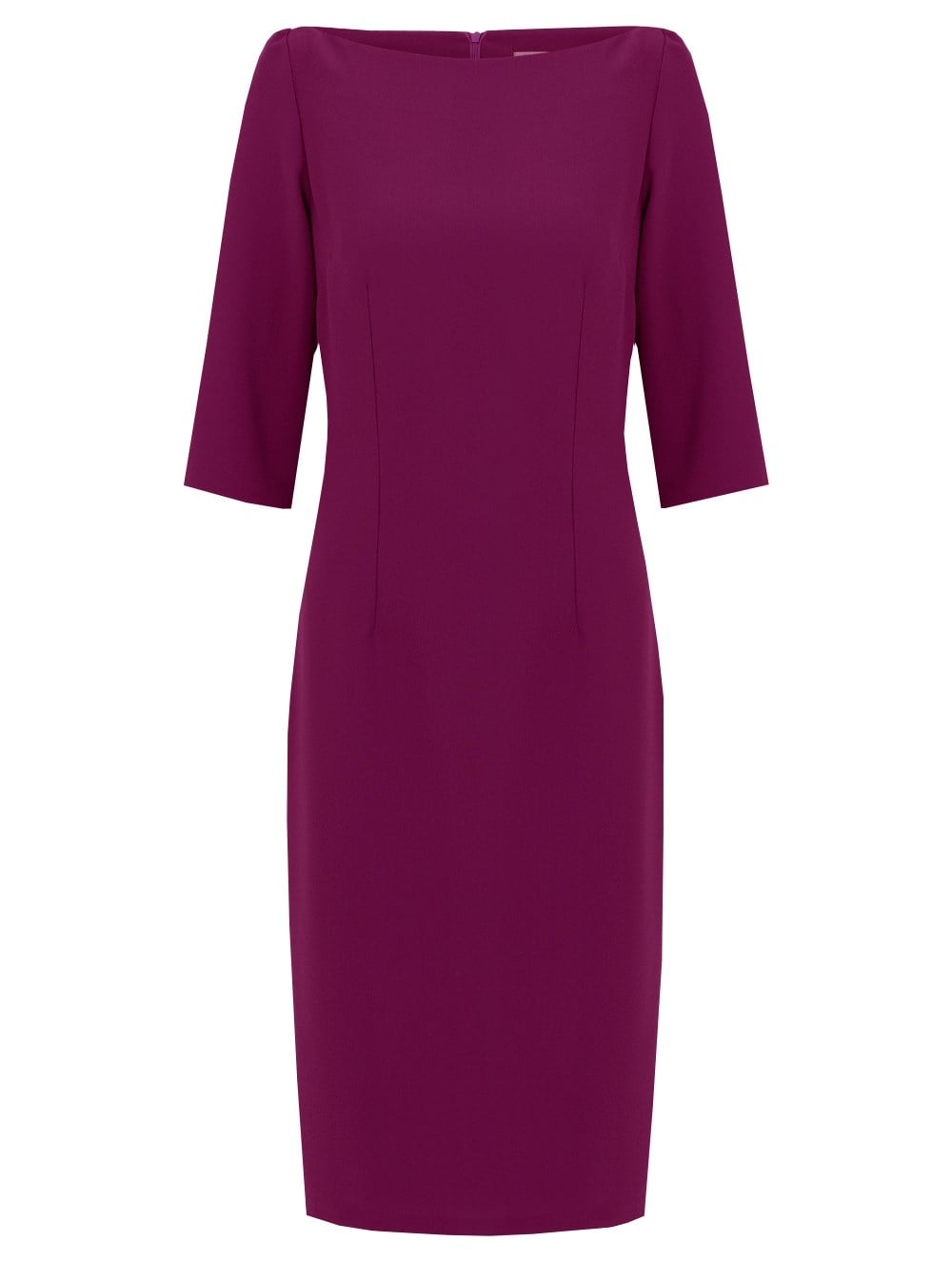 Boat Neck Crepe Dress in Cyclamen Colour