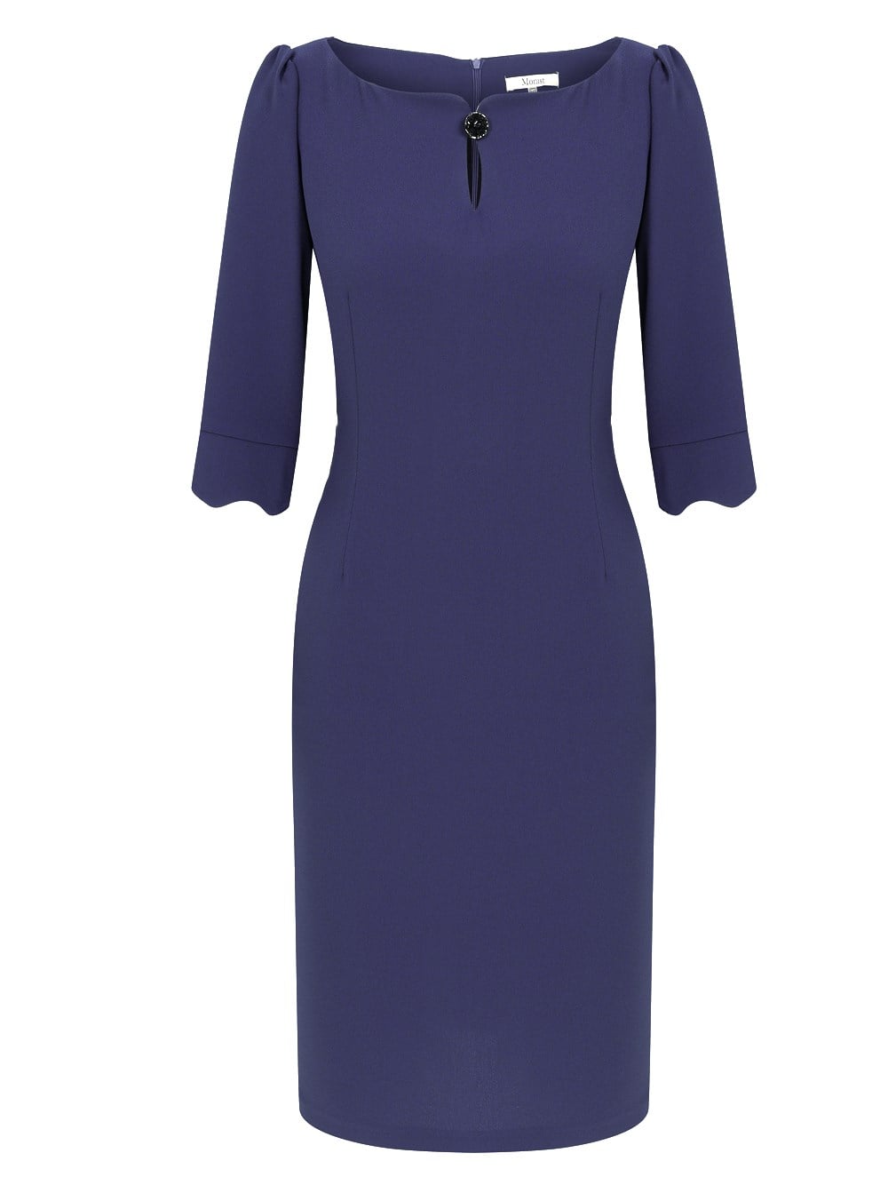 Button Neck Crepe Dress in Lavender Colour