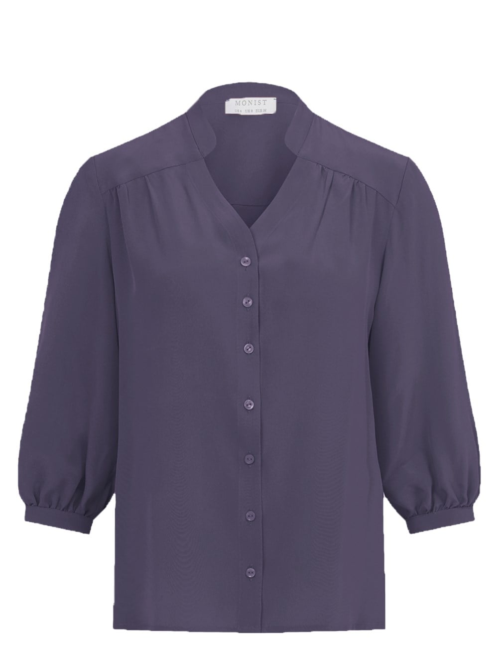 Casual Mandarin Collar Silk Shirt in Lilac Colour