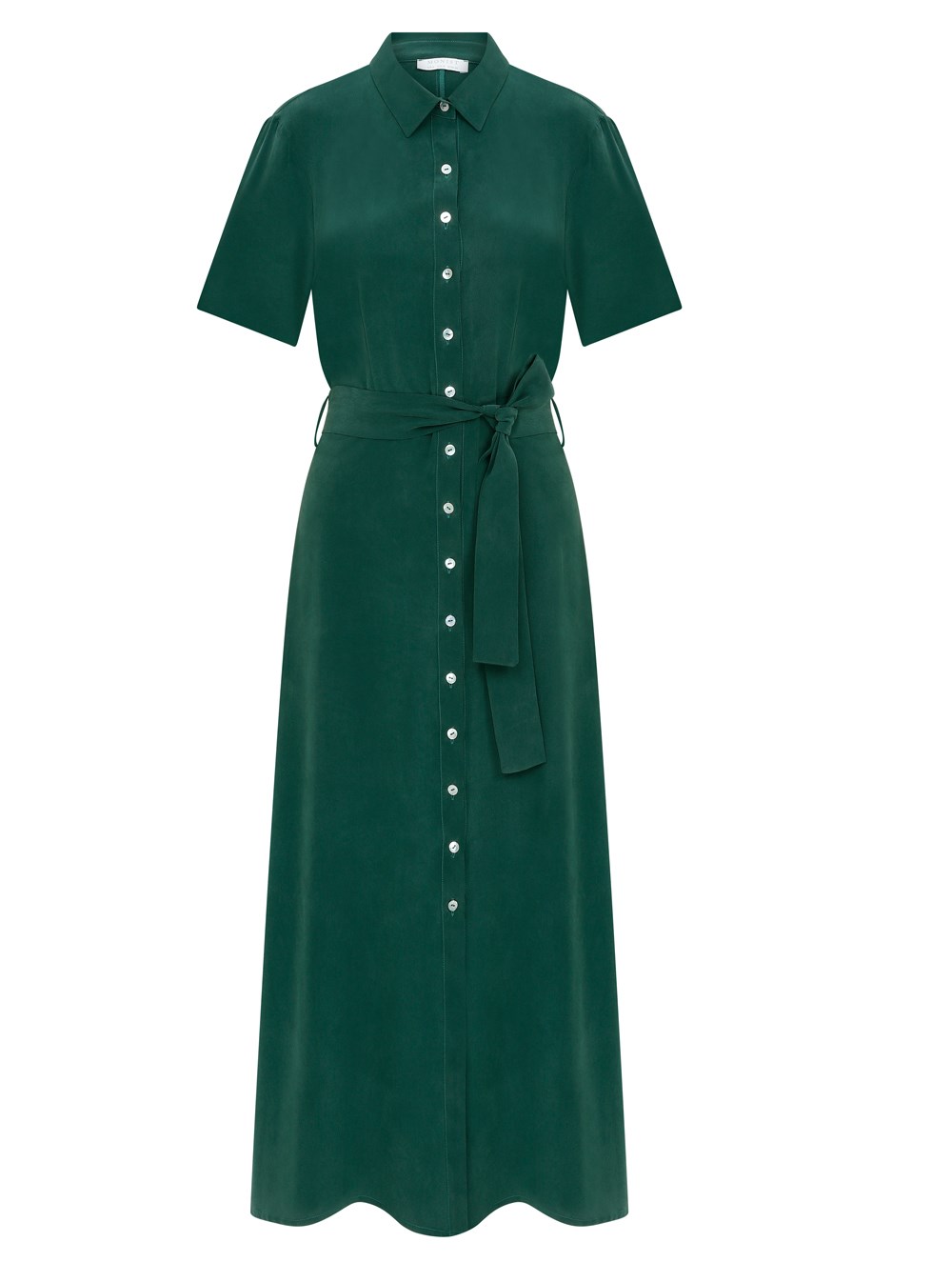 Classic  A Line Vegan Shirt Dress in Green Colour