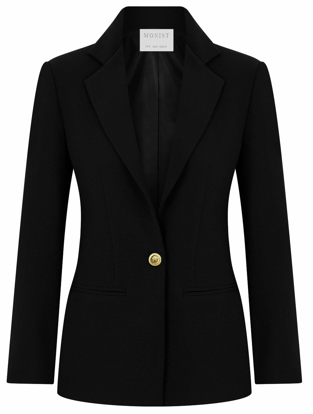 Classic Crepe Blazer in Black with Gold Button