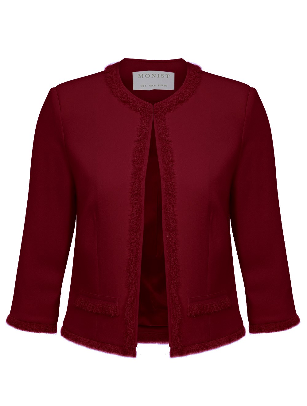 Classic Fringe Jacket in Wine Colour