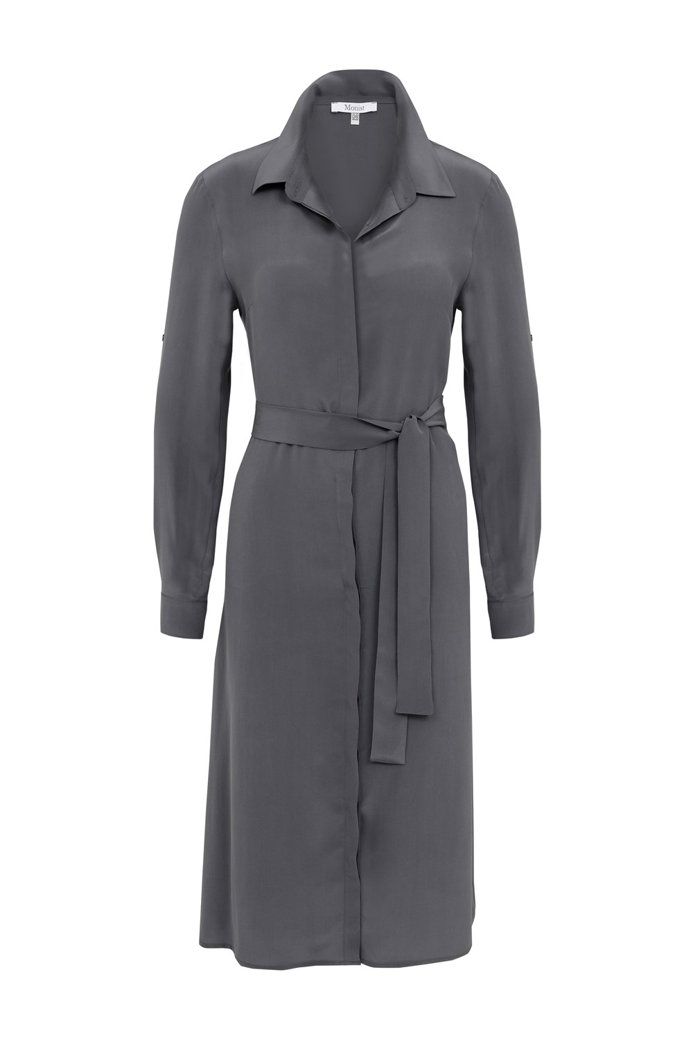 Classic Silk Shirt Dress in Anthracite Colour