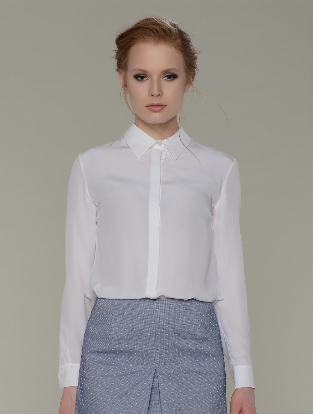Classic Silk Shirt in White Colour