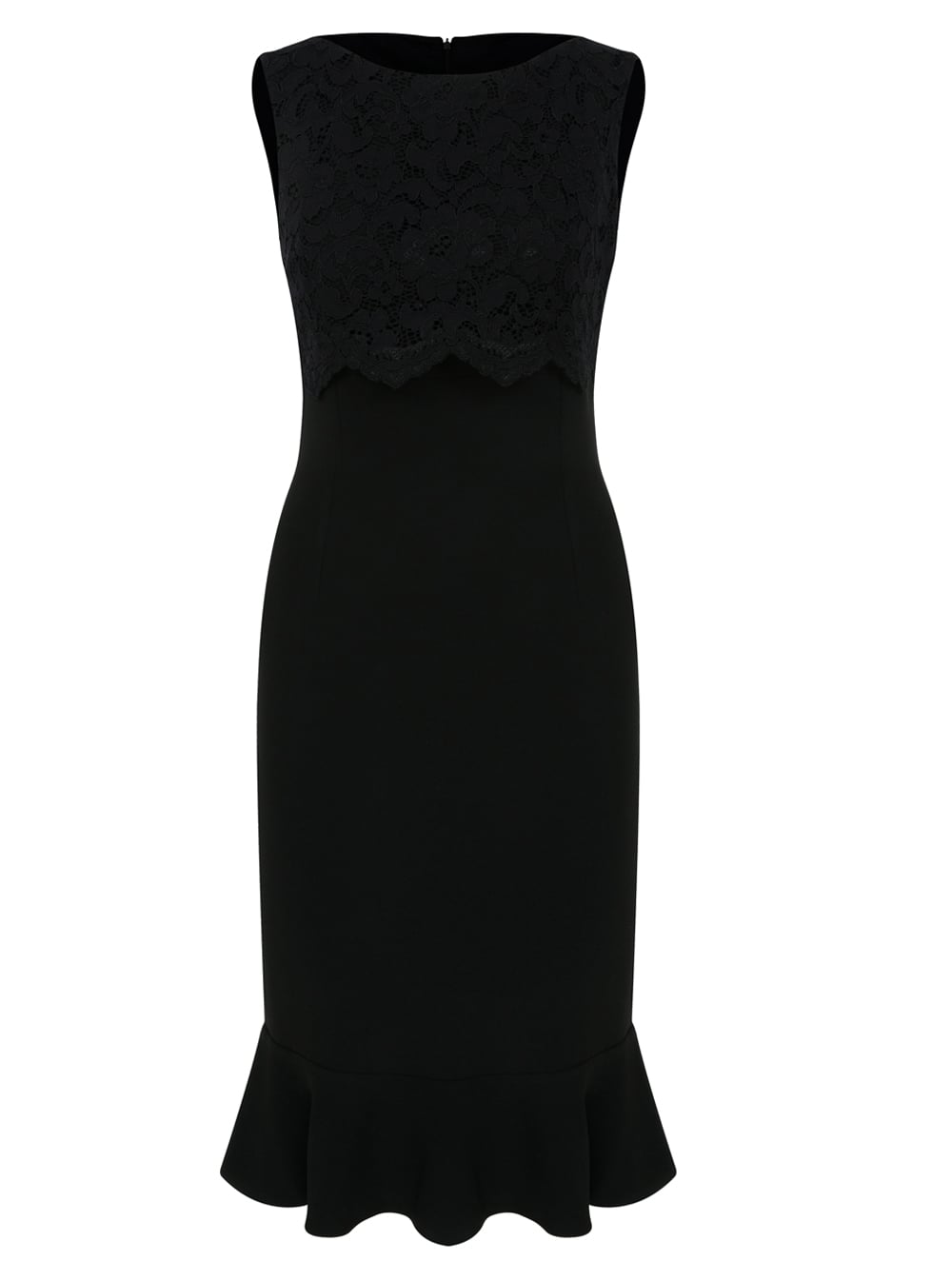 Crepe Dress in Black Colour with Lace Top