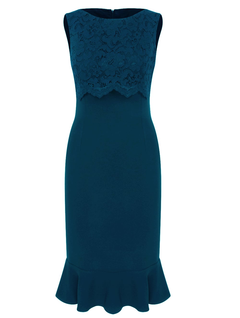 Crepe Dress in Blue Colour with Lace Top