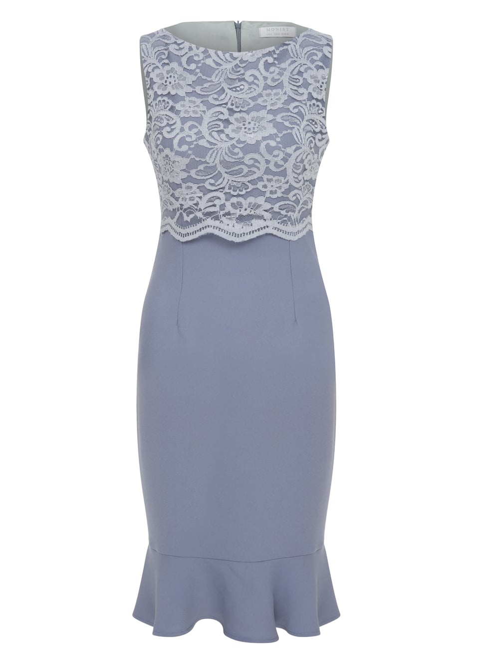 Crepe Dress in Grey Lilac Colour with Lace Top