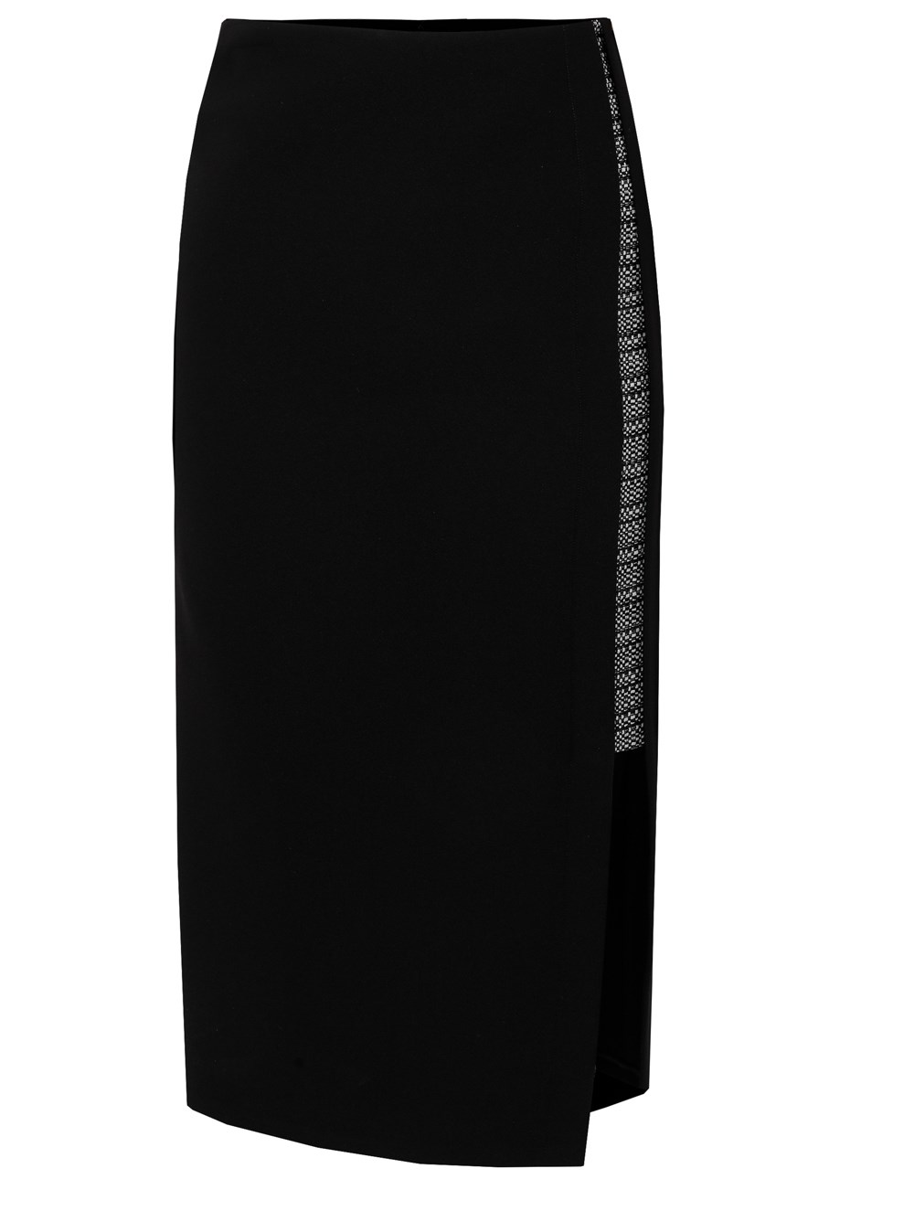 Deep Front Slit Crepe Skirt in Black Colour