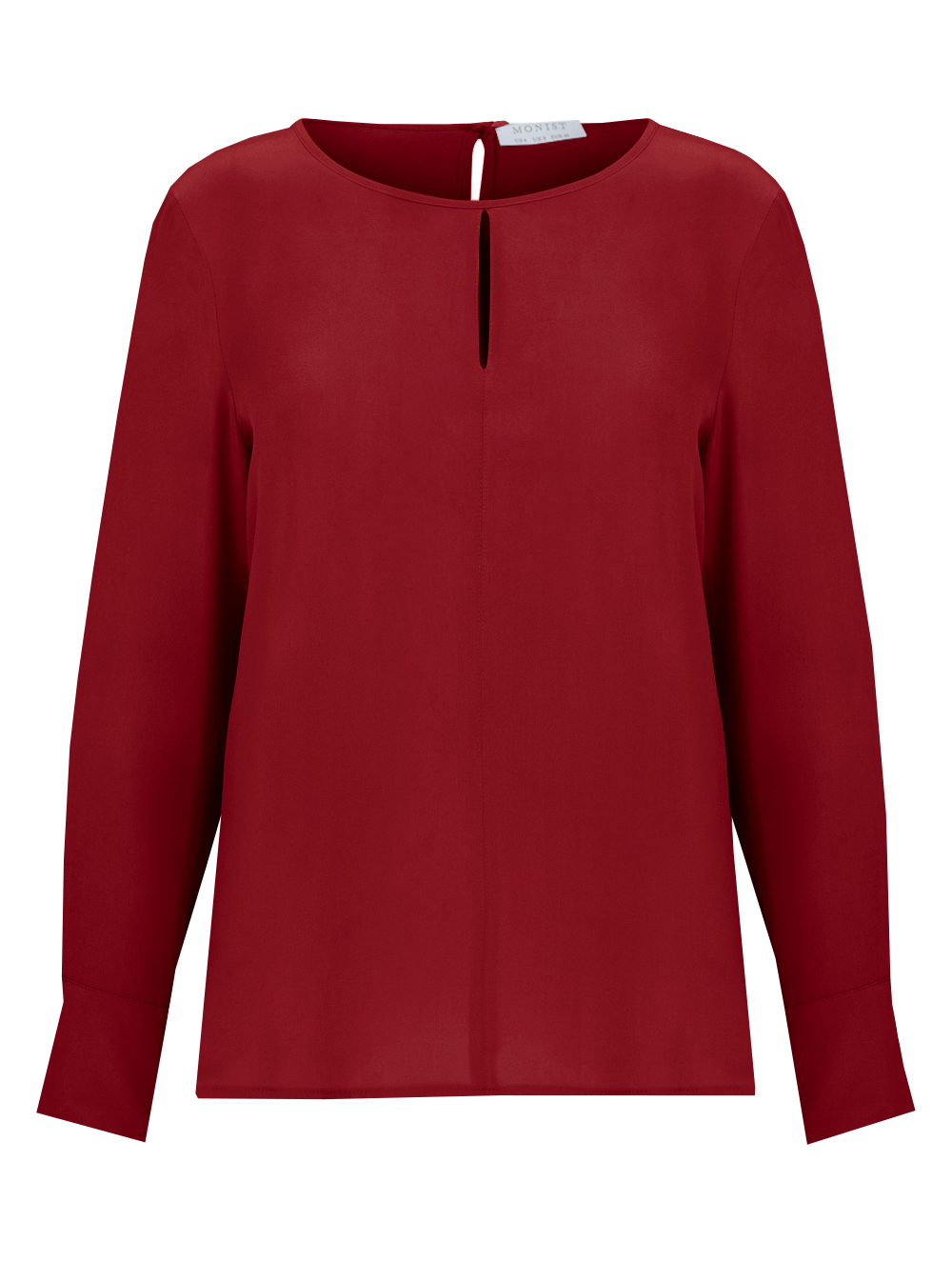 Drop Collar Silk Blouse in Red Colour