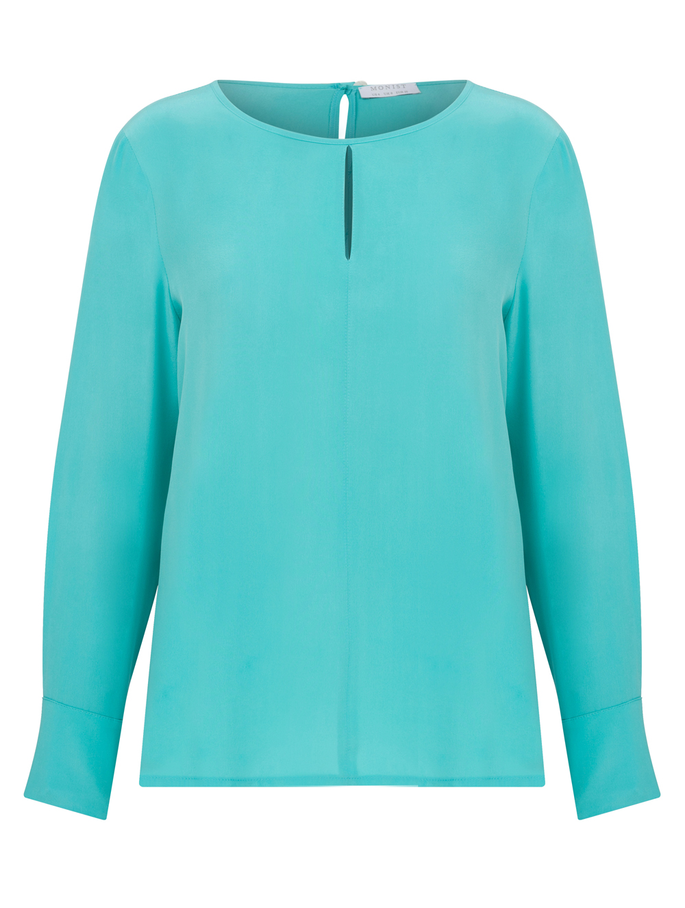 Drop Collar Silk Blouse in Turquoise Colour RK 69