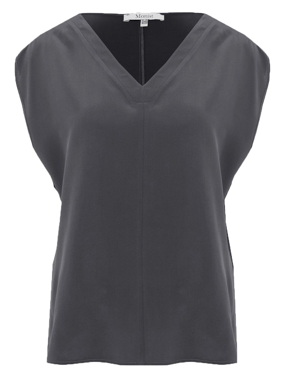 Drop Shoulder Silk Blouse in Anthracite Colour