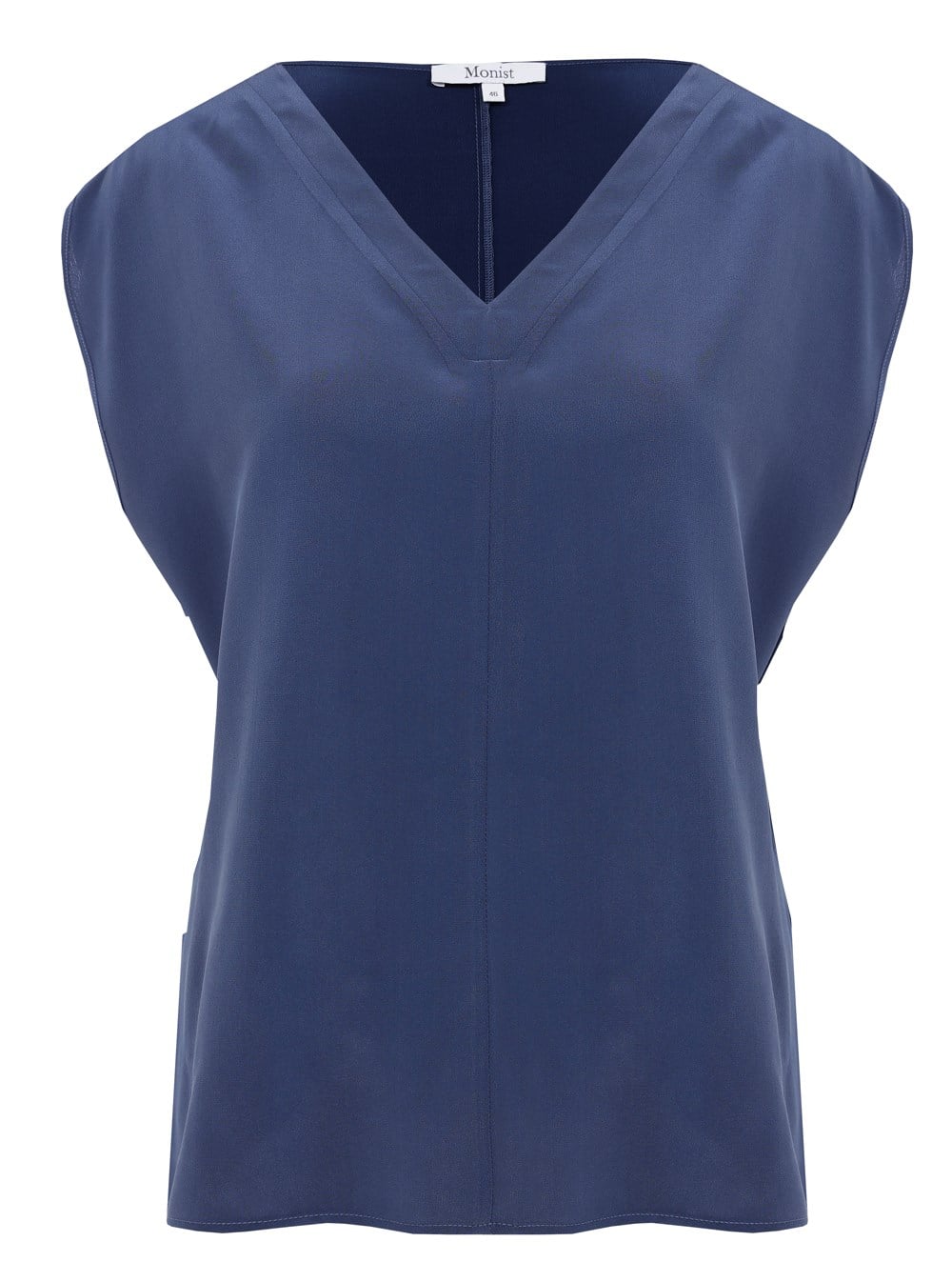 Drop Shoulder Silk Blouse in Navy Colour