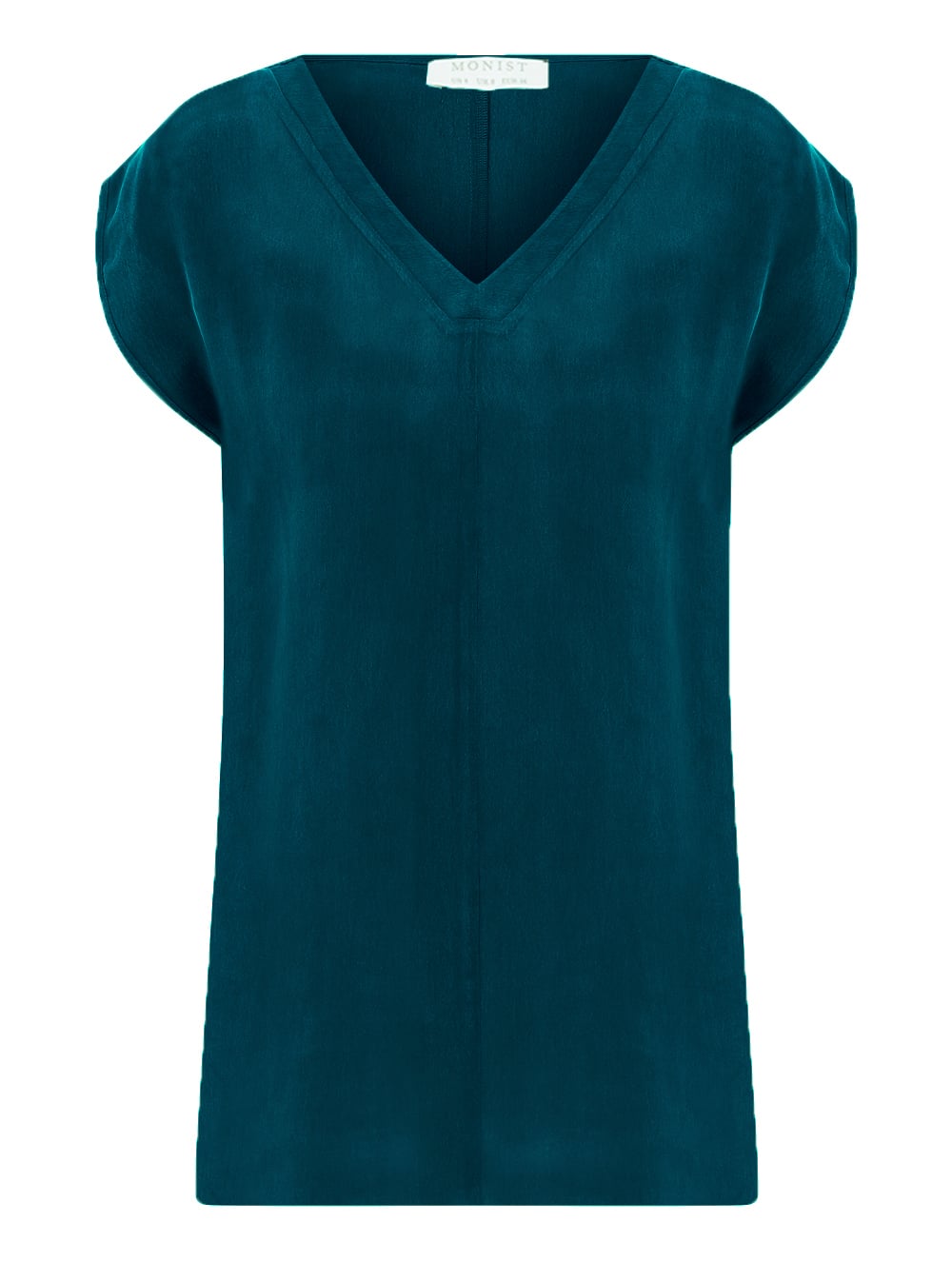 Drop Shoulder Vegan Cupro Blouse in Petroleum Blue Colour
