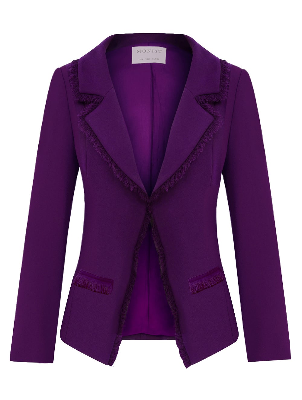 Fringe Collar Crepe Jacket in Cyclamen Colour RK 176