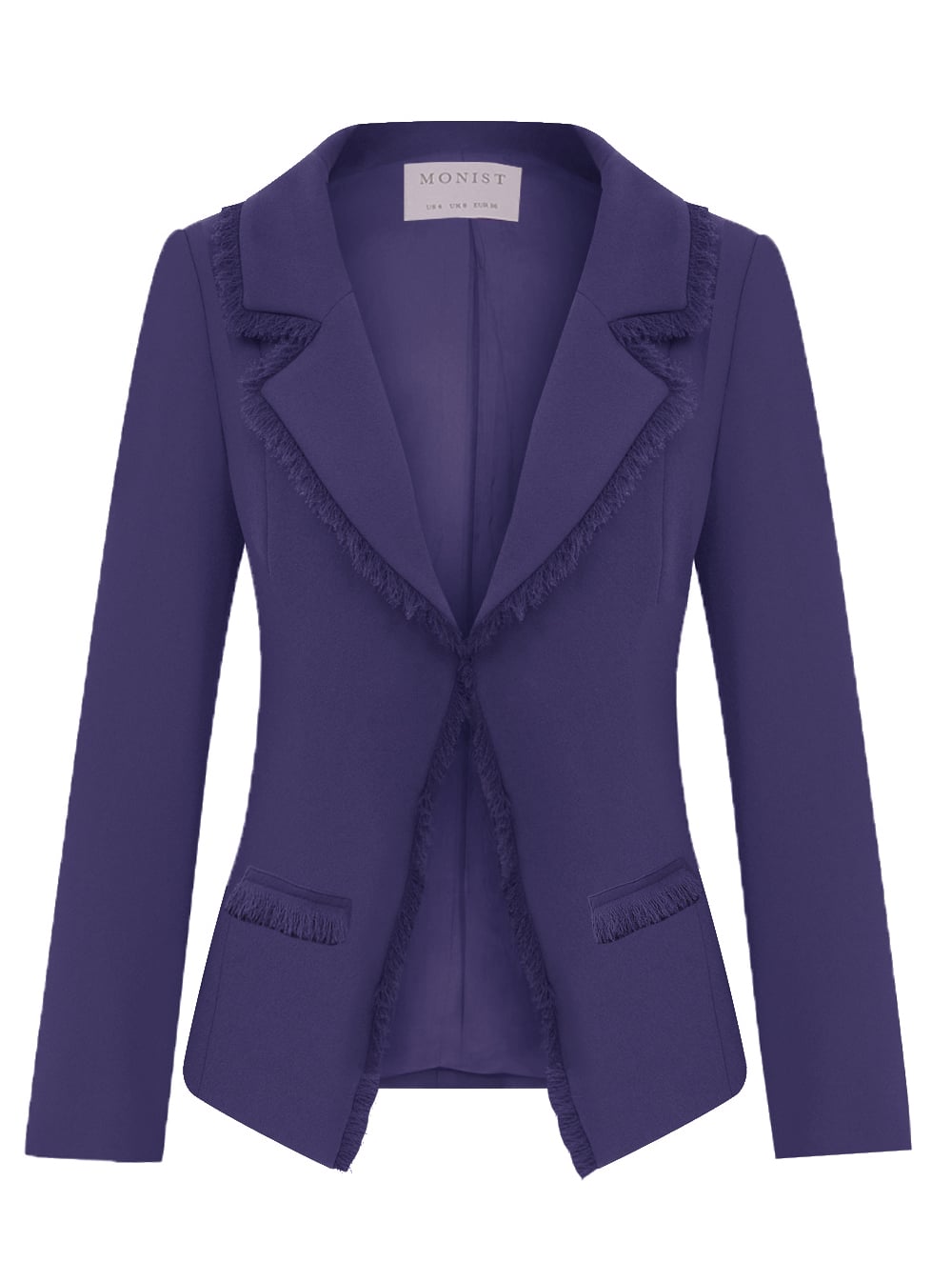 Fringe Collar Crepe Jacket in Lavender Colour RK 188