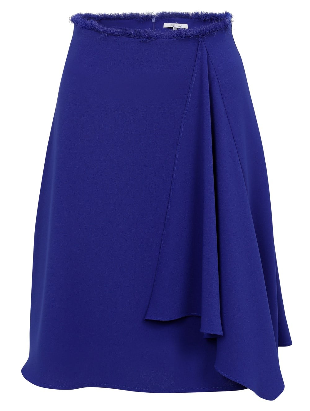 Fringe Detailed Crepe Skirt in Blue Colour