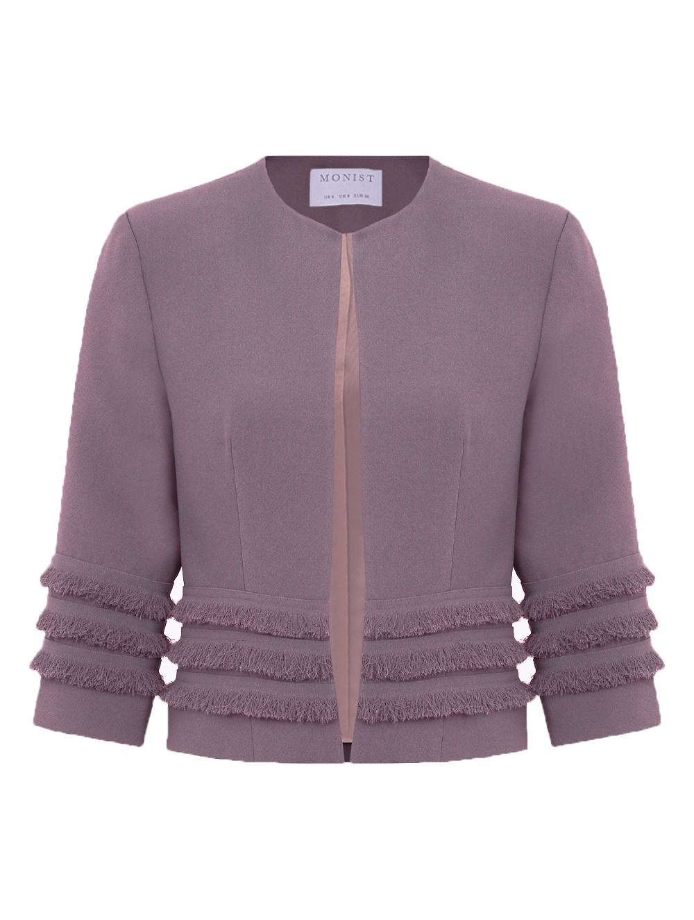 Fringe Layer Crepe Jacket in Rose Colour