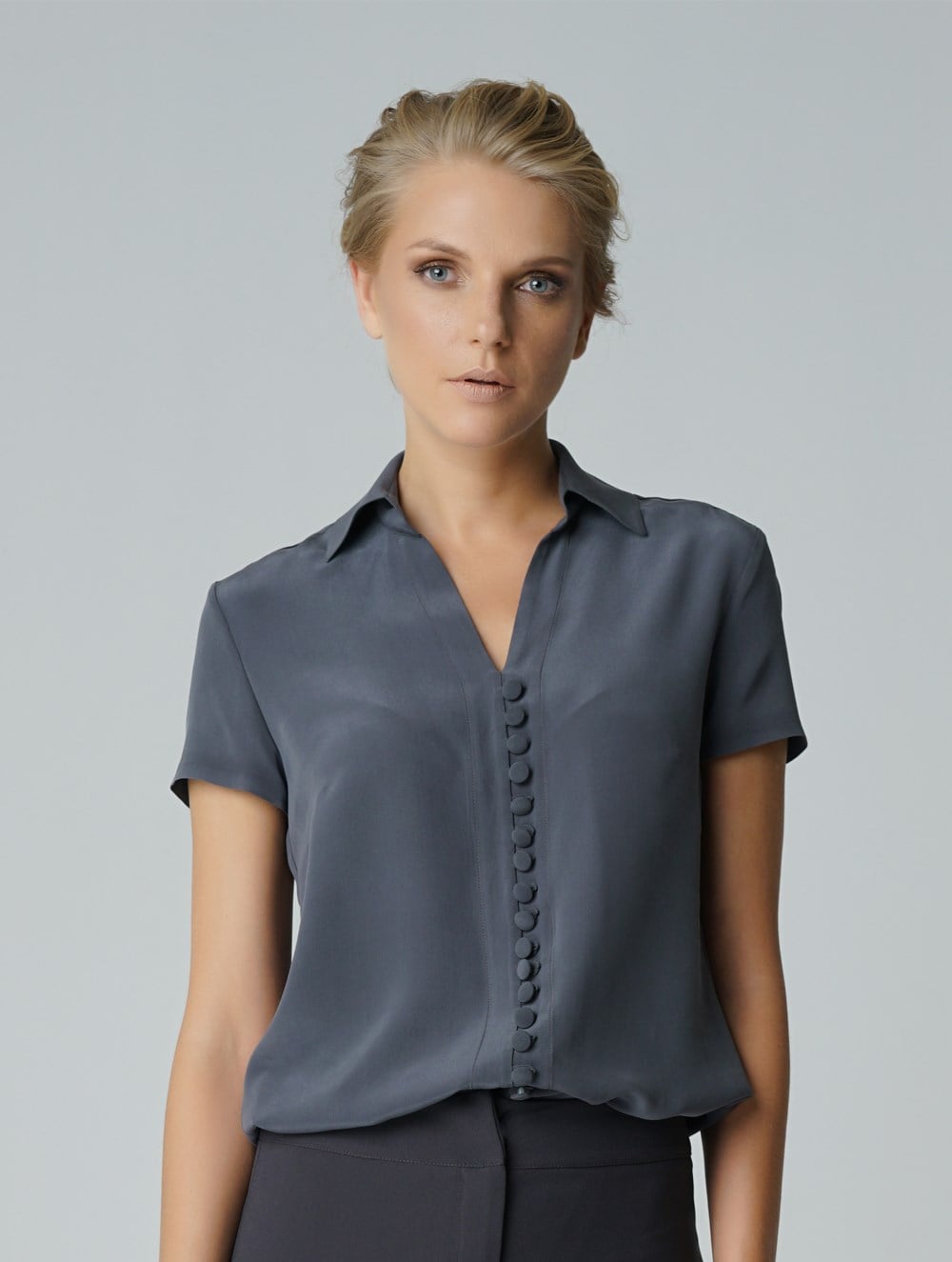 Front Button Blouse in Anthracite Colour