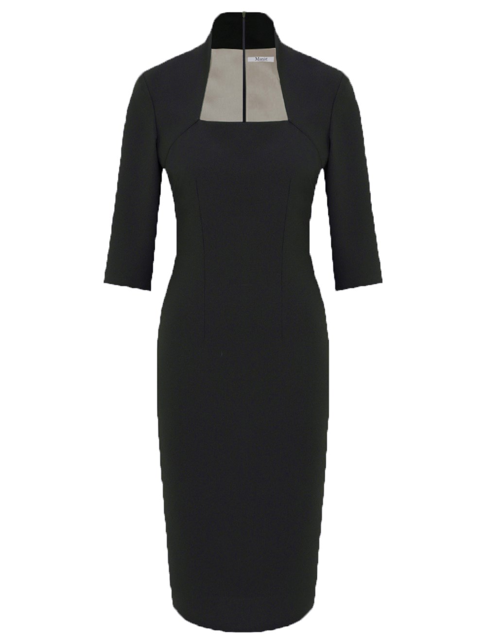 High Collar Crepe Dress in Anthracite Colour