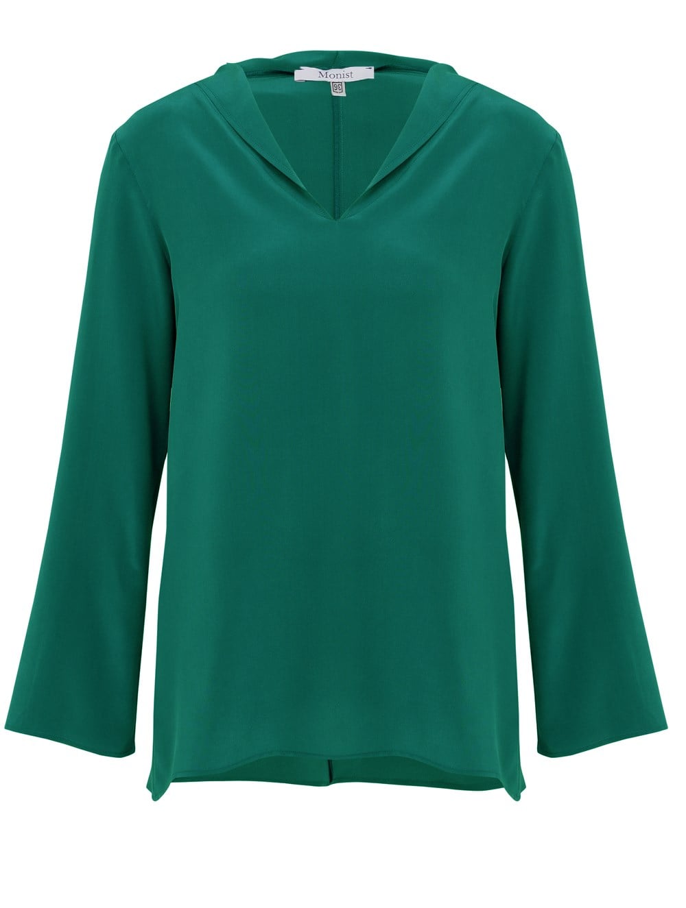 Hooded Silk Shirt in Green Colour