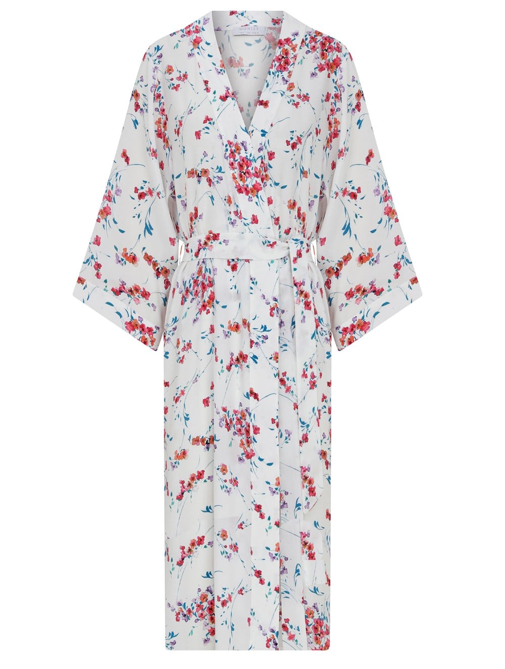 Long Vegan Cupro Robe in Flower Print
