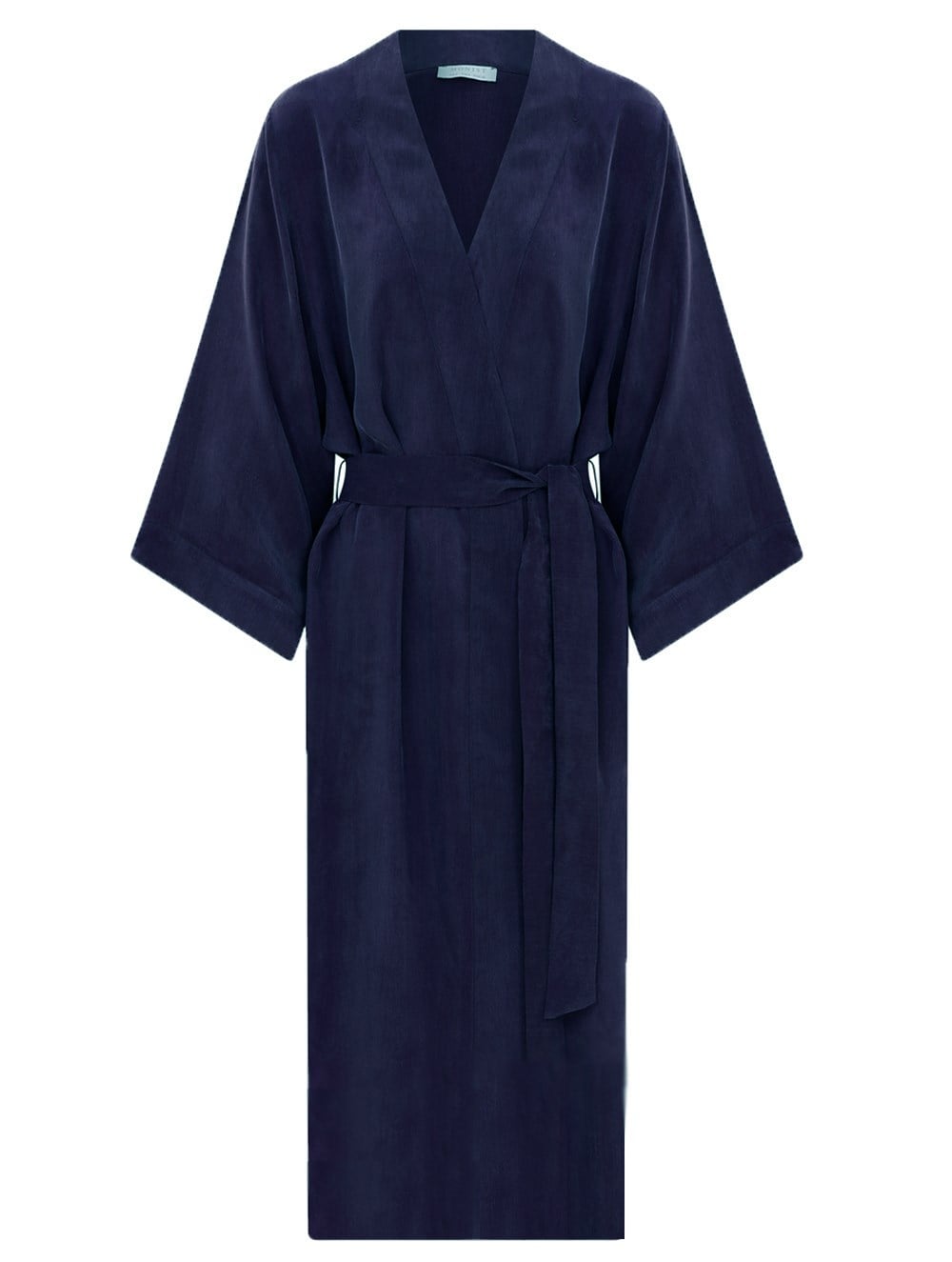 Long Vegan Cupro Robe in Navy Colour