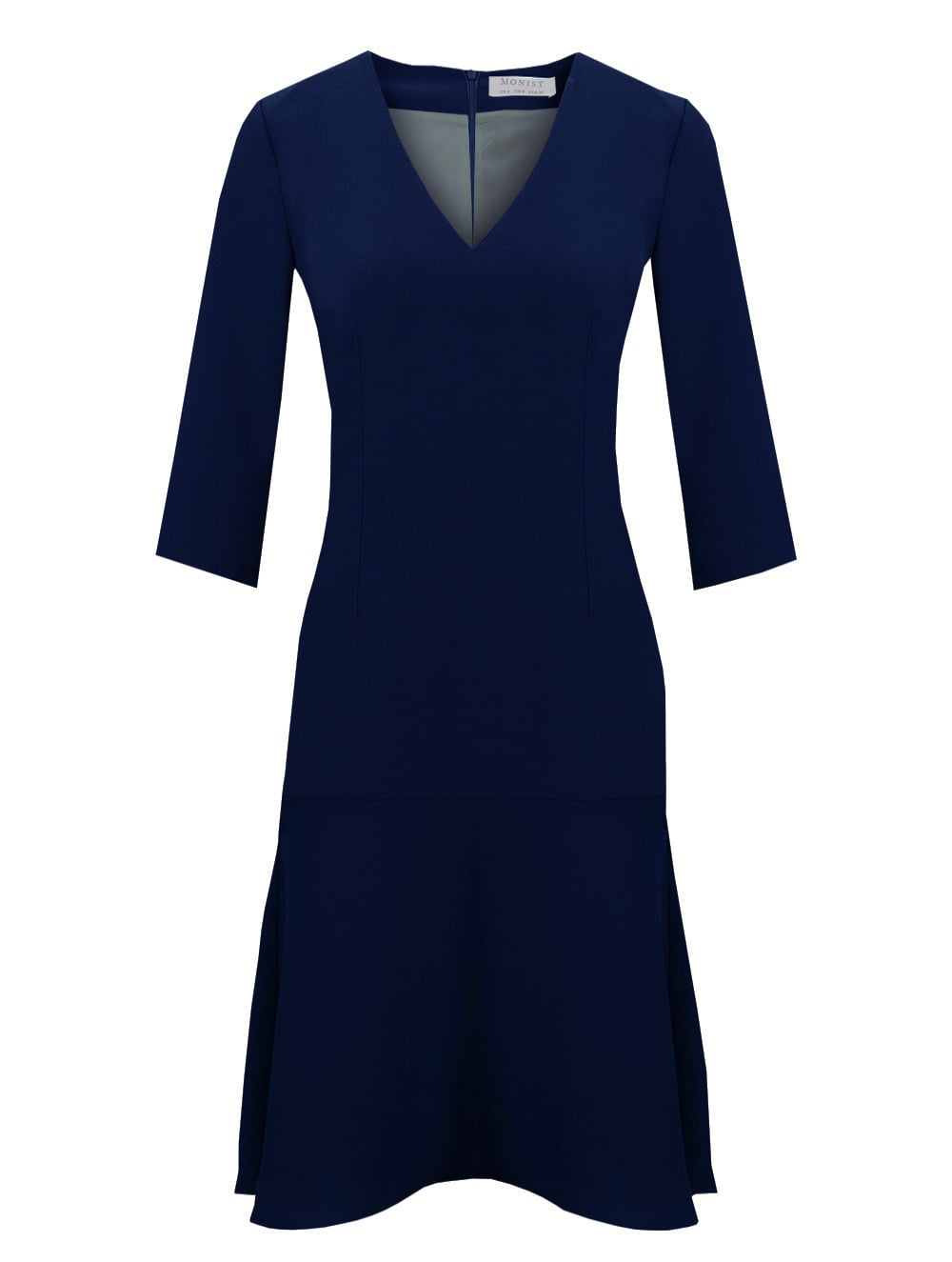 Ruffled Hem Crepe Dress in Sapphire Blue Colour RK 38