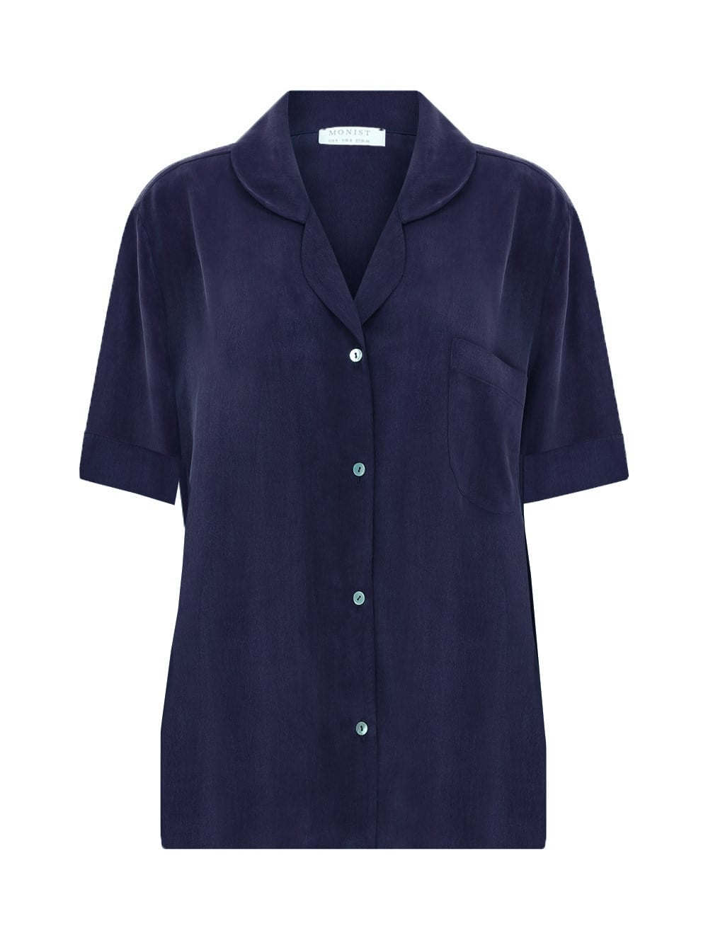 Short Sleeve Vegan Cupro Pyjama Top in Navy Colour