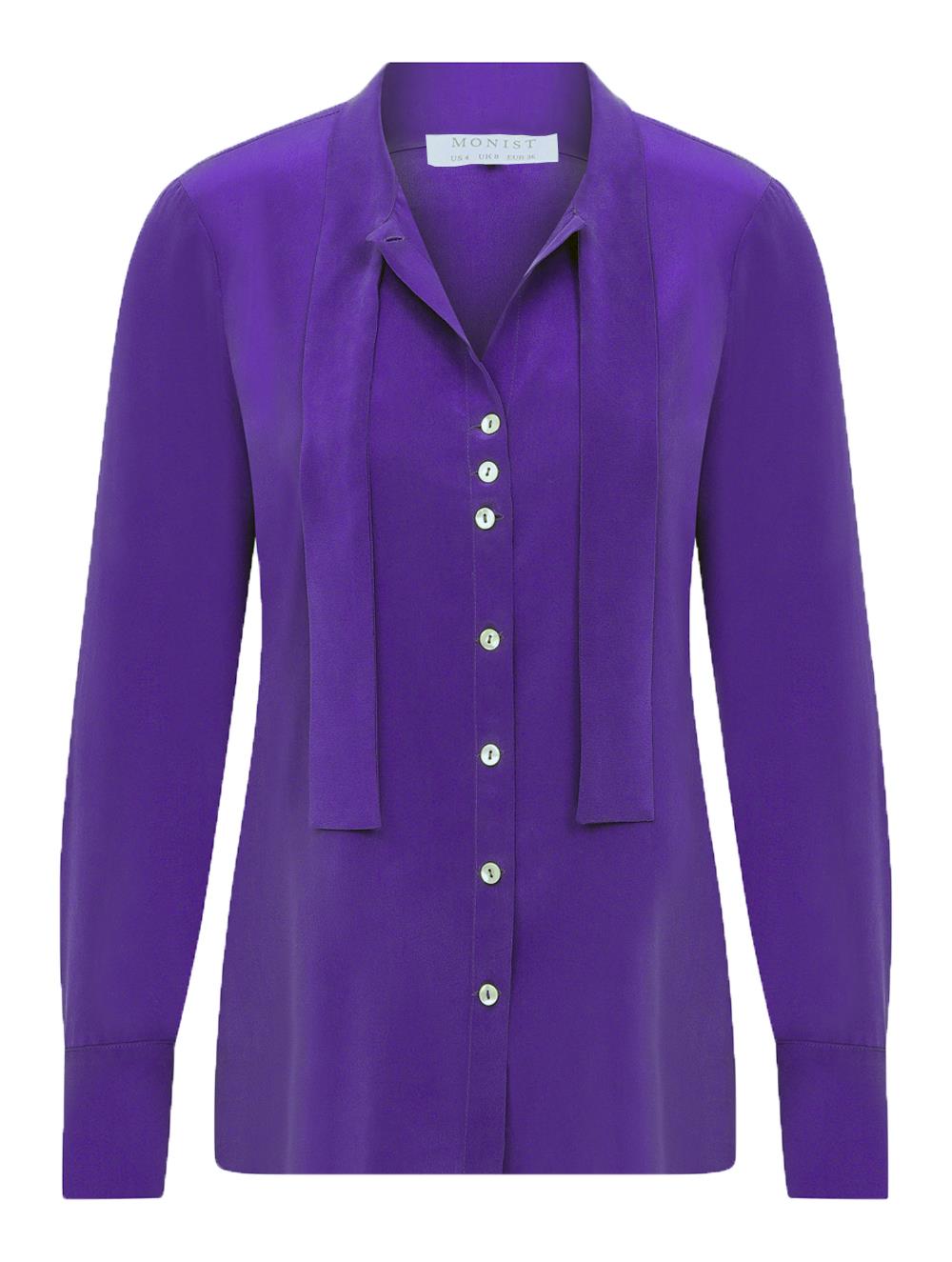 Silk Tie Shirt in Purple Colour RK 20