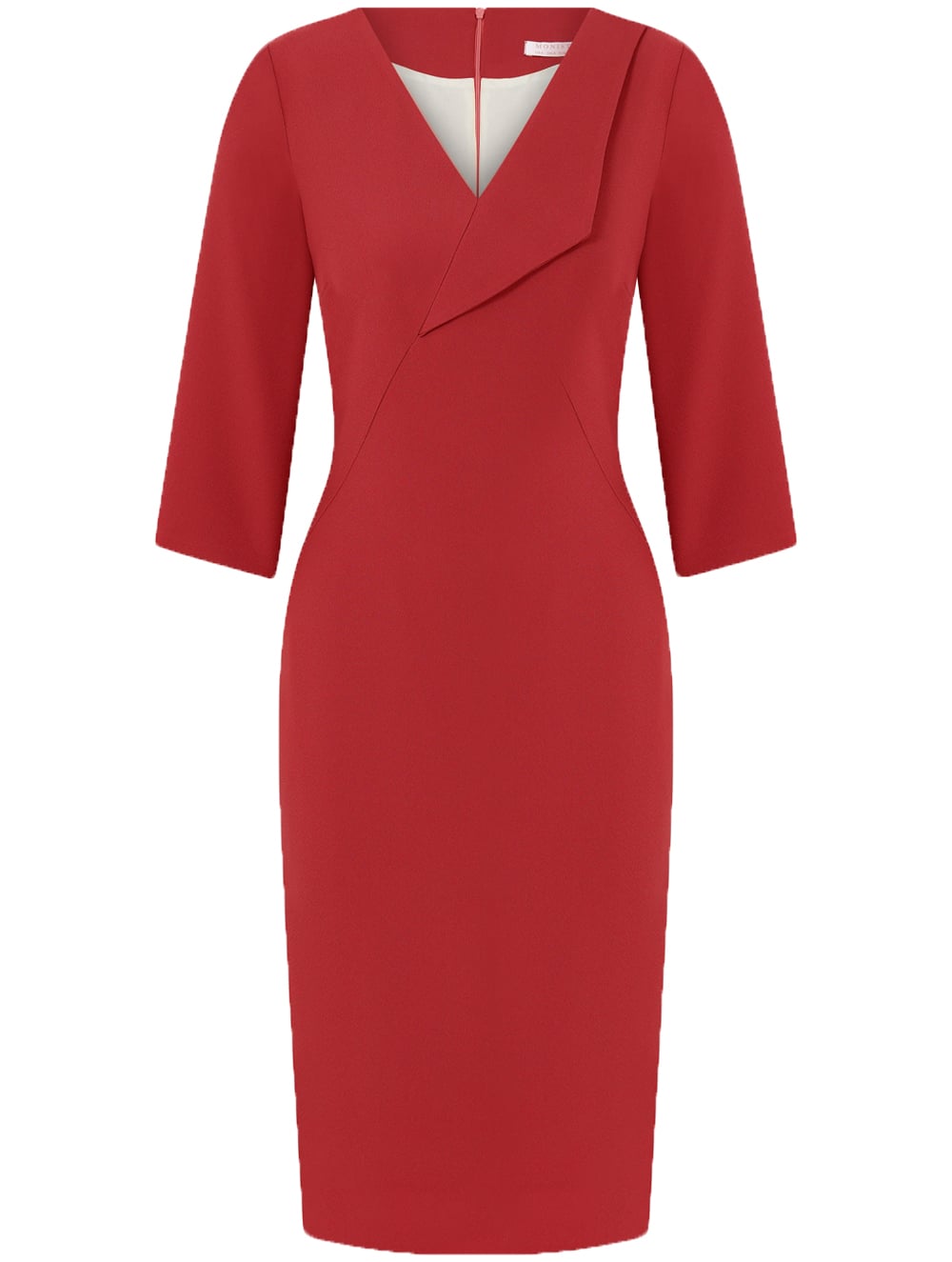 Single Collar Crepe Dress in Red Colour RK 310