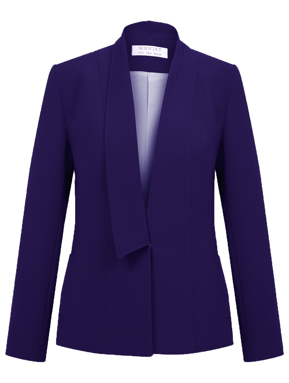 Single Collar Crepe Jacket in Purple Colour