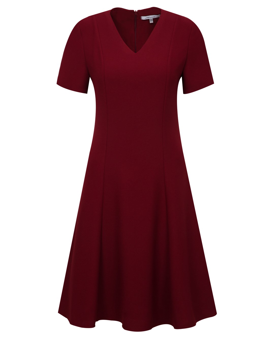 V- Neck a Line Crepe Dress in Burgundy Colour