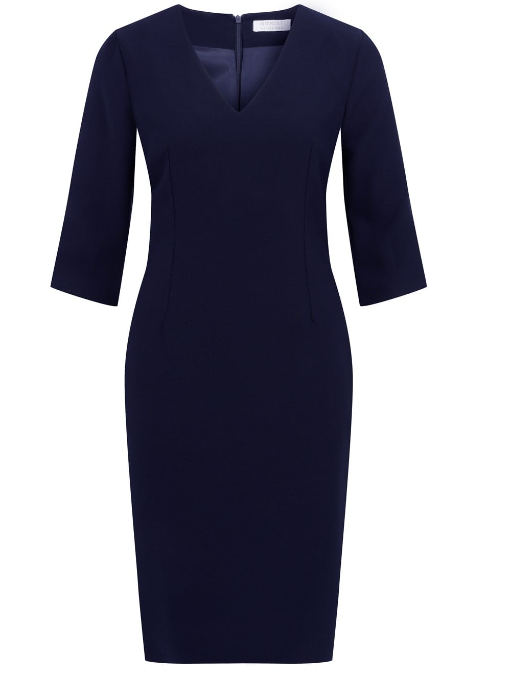 V-Neck Crepe Dress in Navy Colour