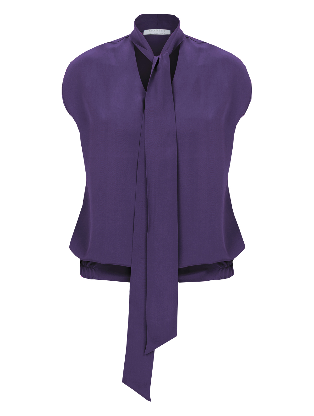 Vegan Cupro Blouse with Long Tie in Purple Colour