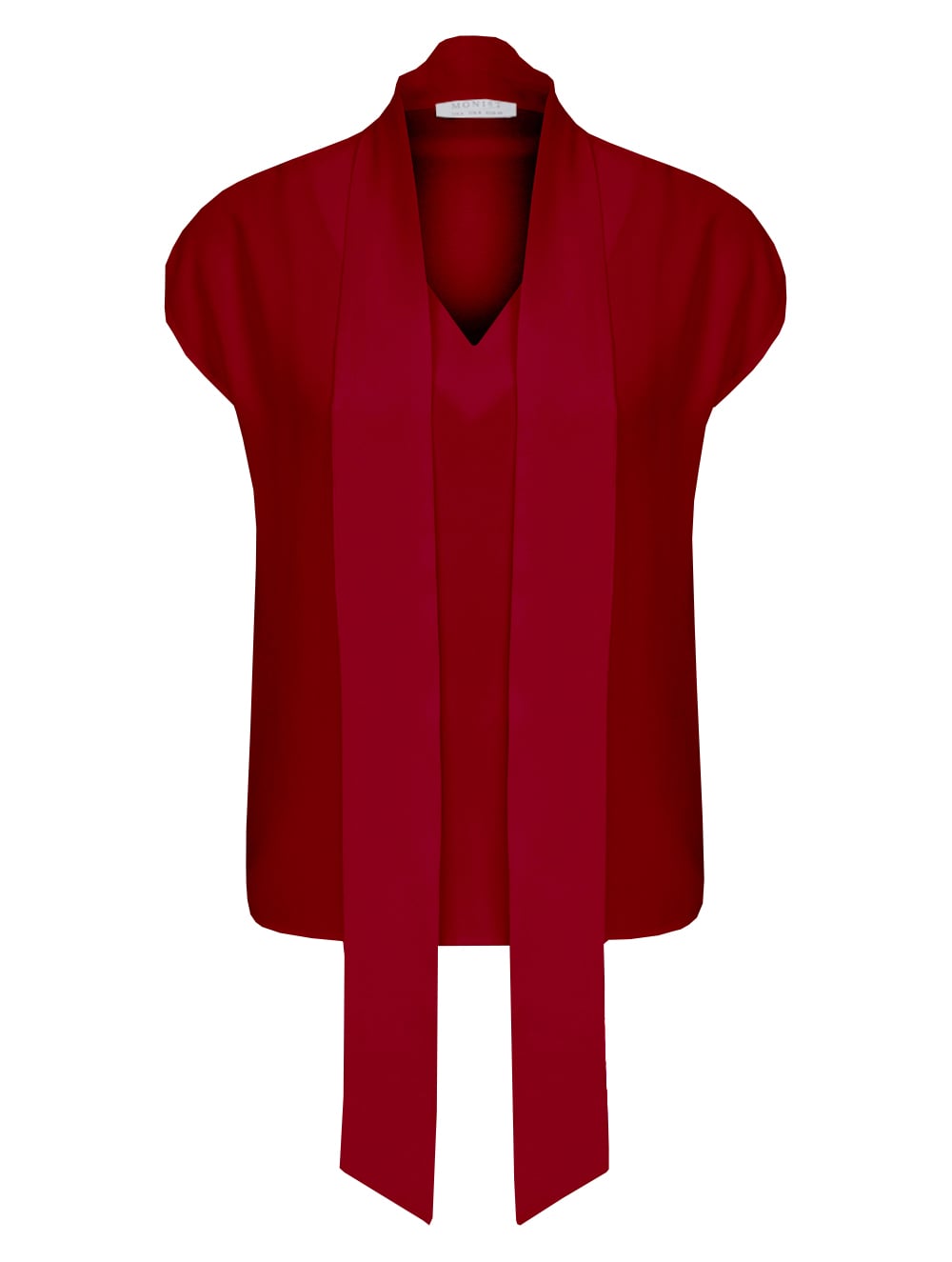 Vegan Viscose Blouse with Long Tie in Red Colour