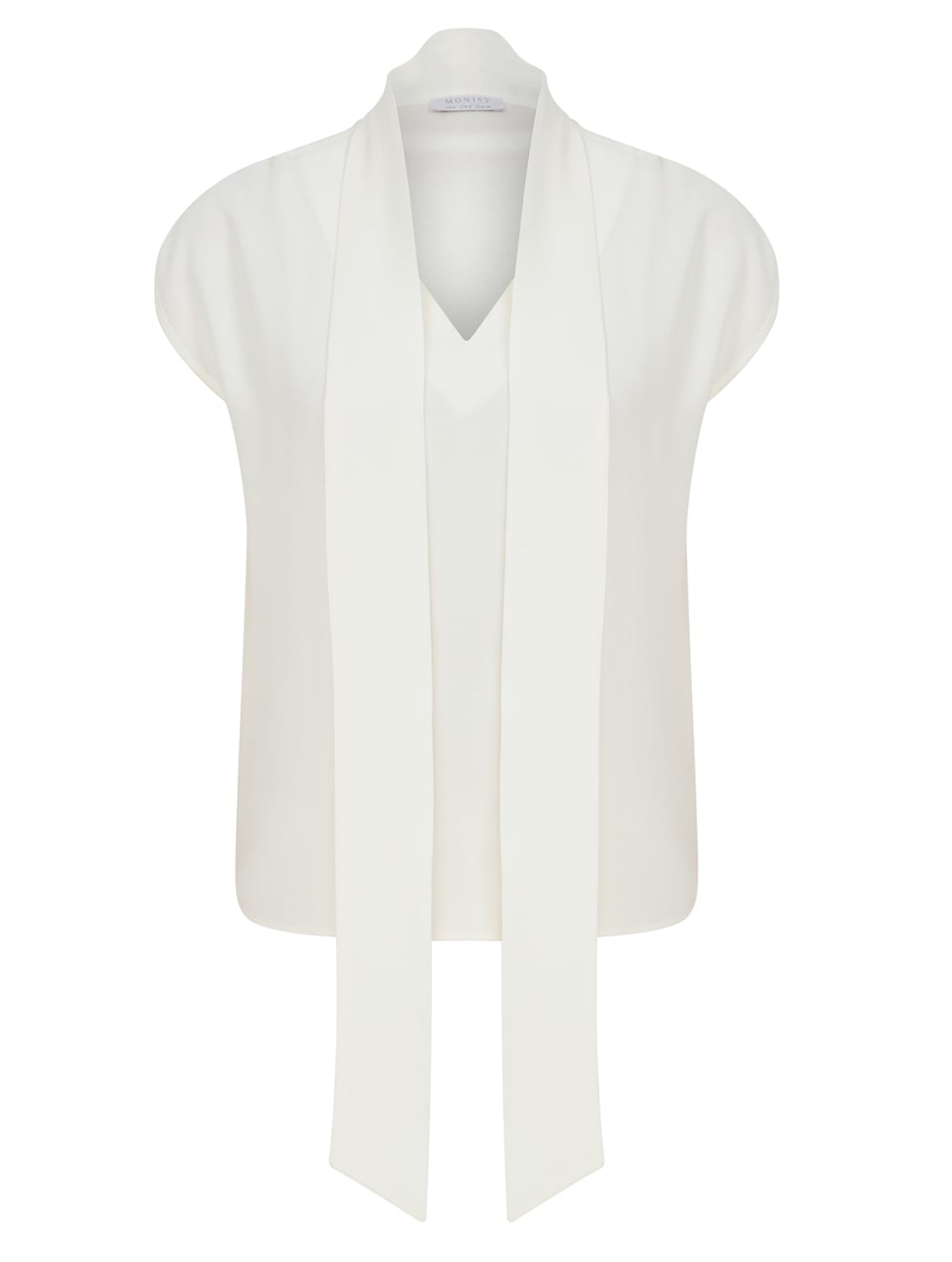 Vegan Viscose Blouse with Long Tie in White Colour