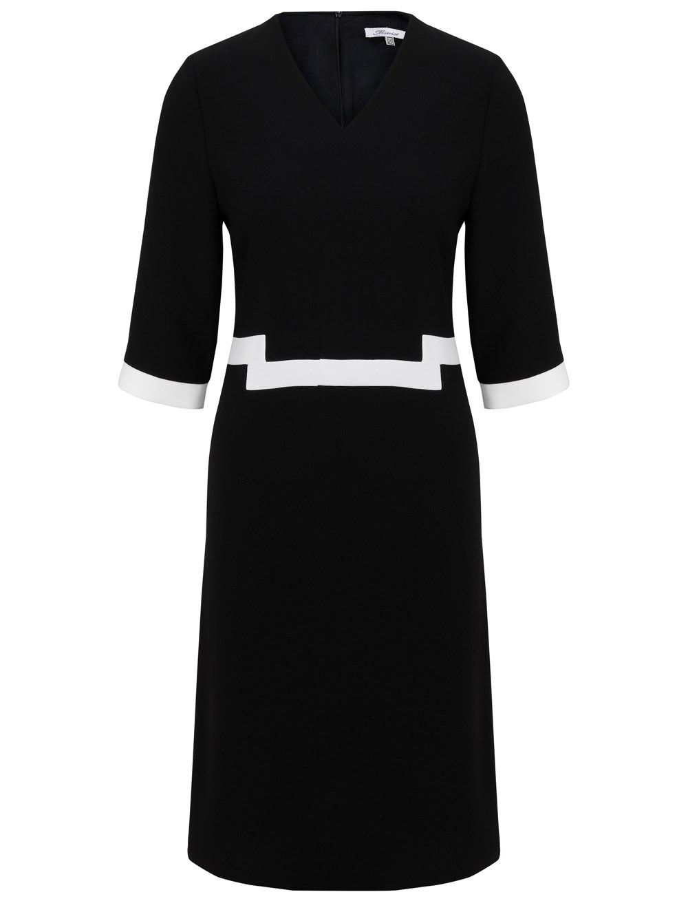 White Tape Crepe Dress in Black Colour