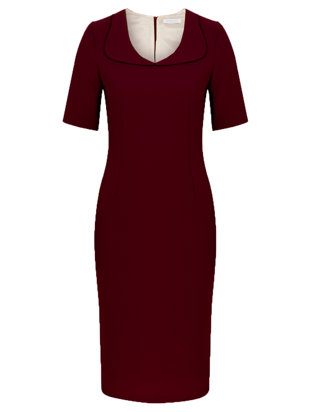 Baby Collar Crepe Dress in Wine Colour