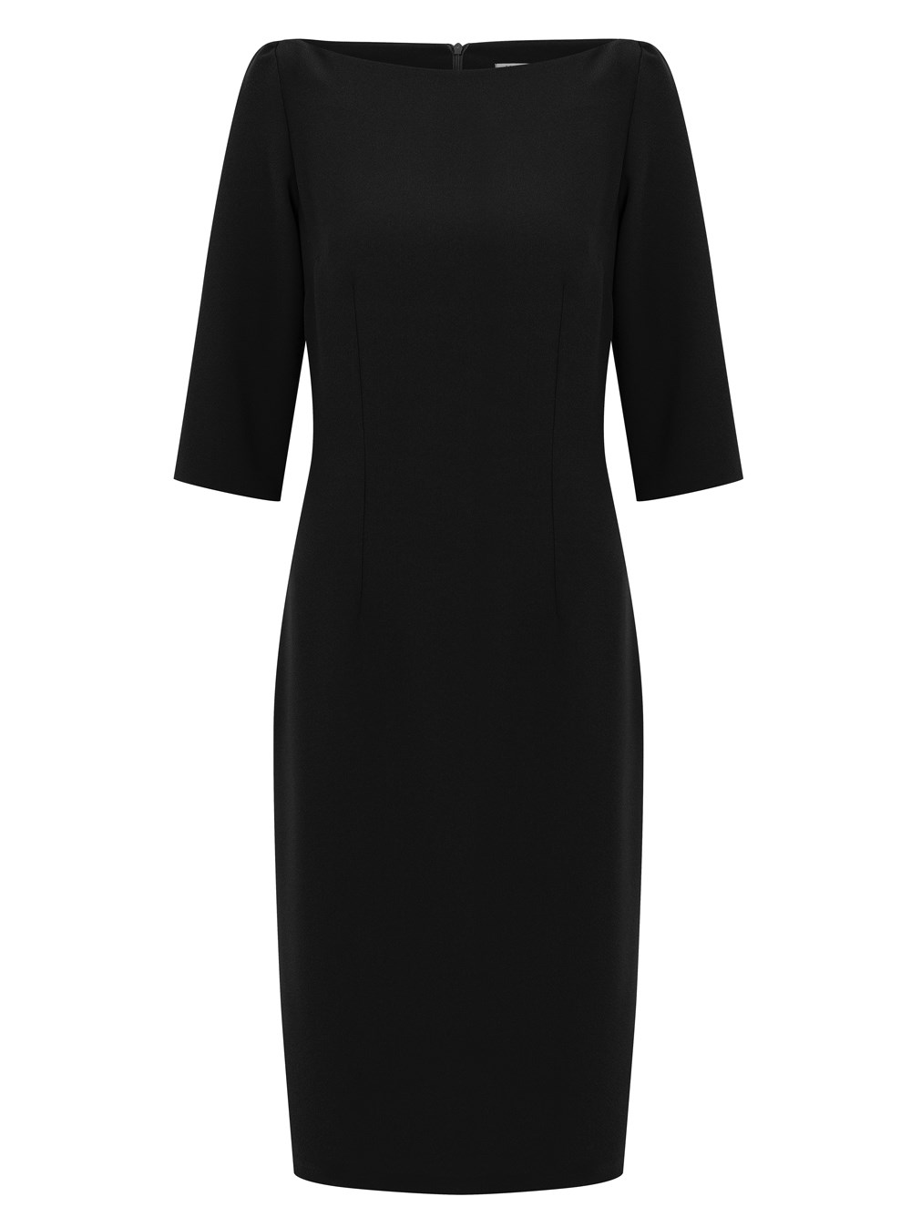 Boat Neck Crepe Dress in Black Colour