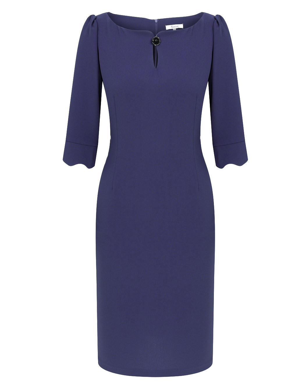 Button Neck Crepe Dress in Lavender Colour