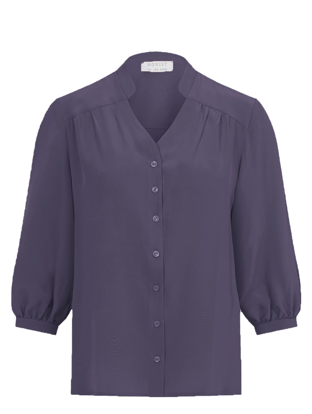 Casual Mandarin Collar Silk Shirt in Lilac Colour