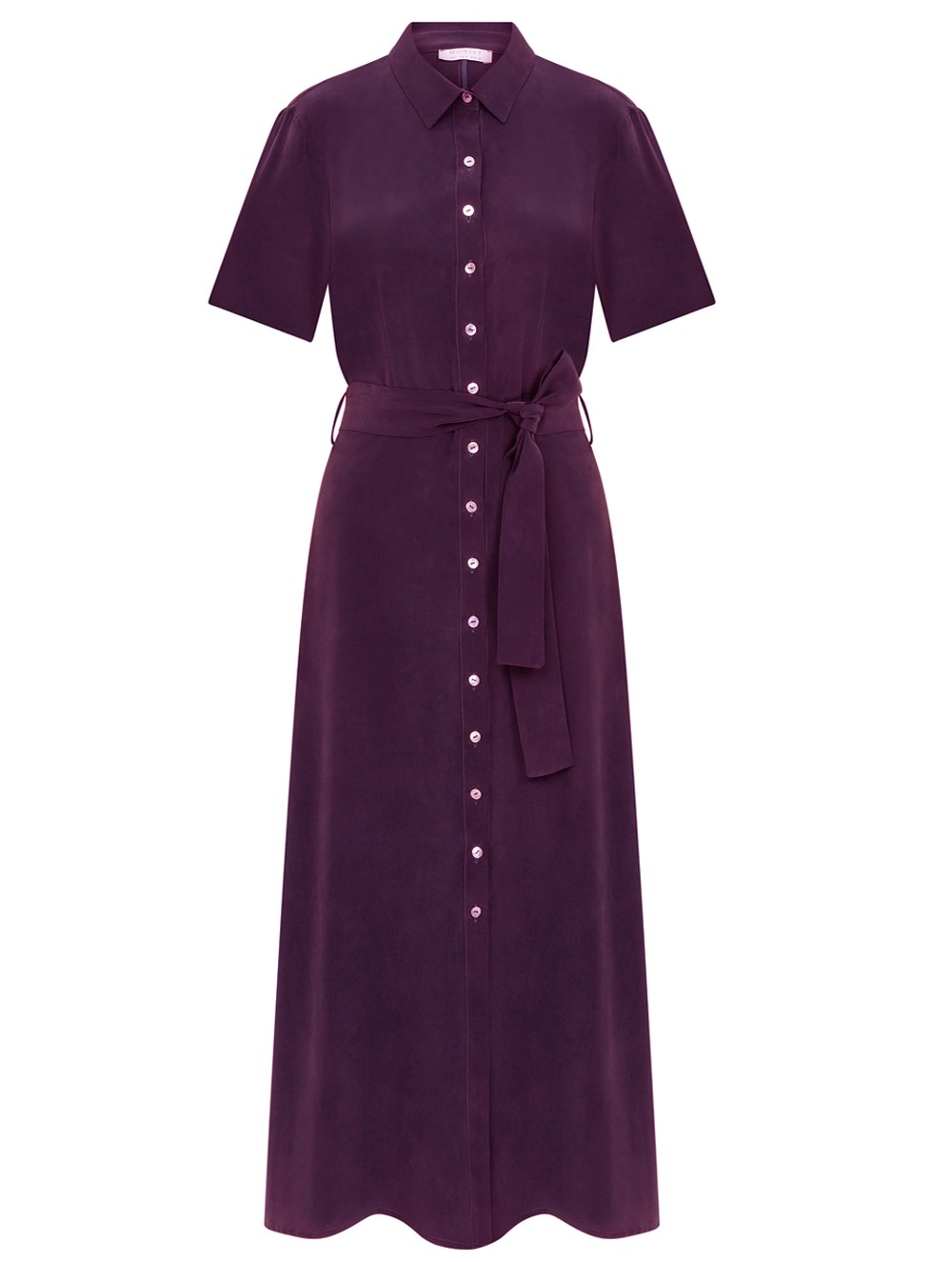 Classic  A Line Vegan Shirt Dress in Plum Colour