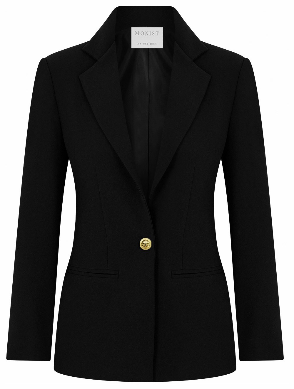 Classic Crepe Blazer in Black with Gold Button