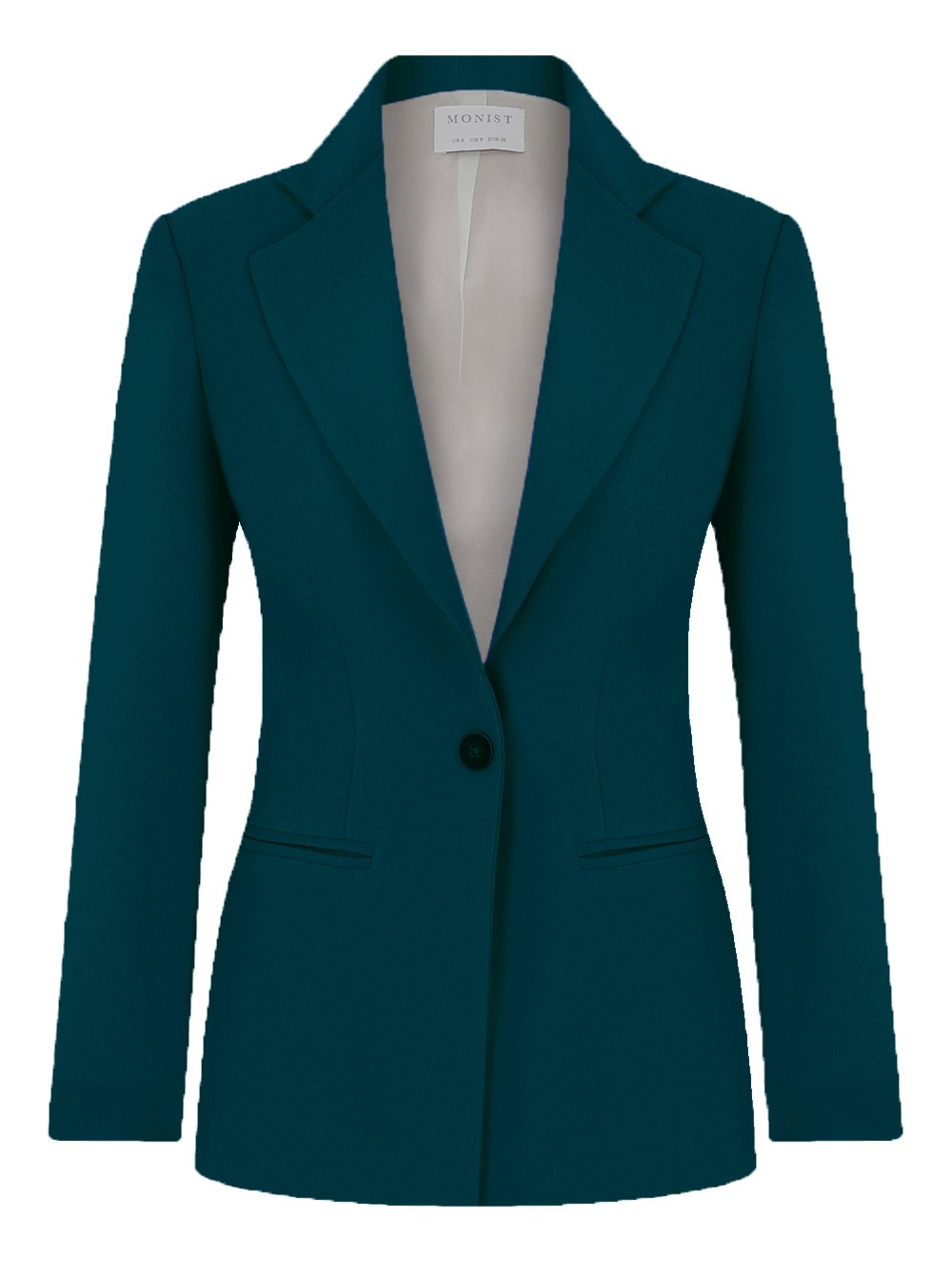 Classic Crepe Blazer in Peacock Blue Colour