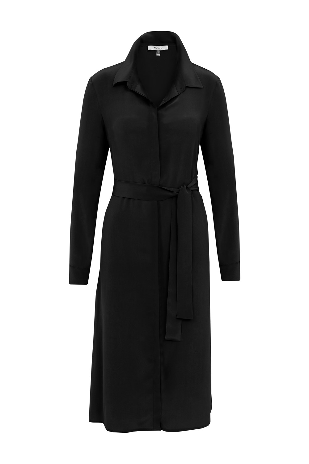Classic Silk Shirt Dress in Black Colour