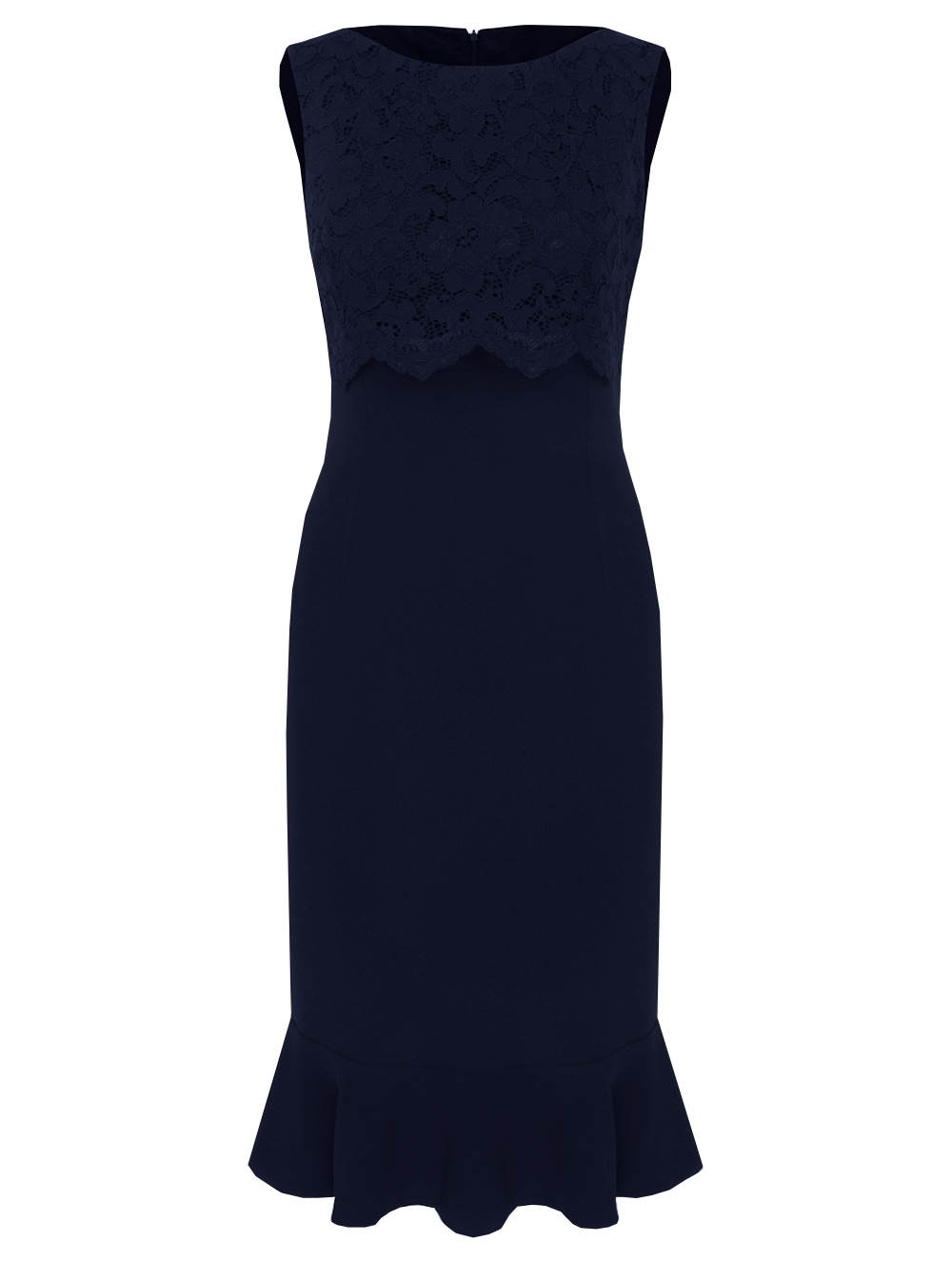 Crepe Dress in Navy Colour with Lace Top
