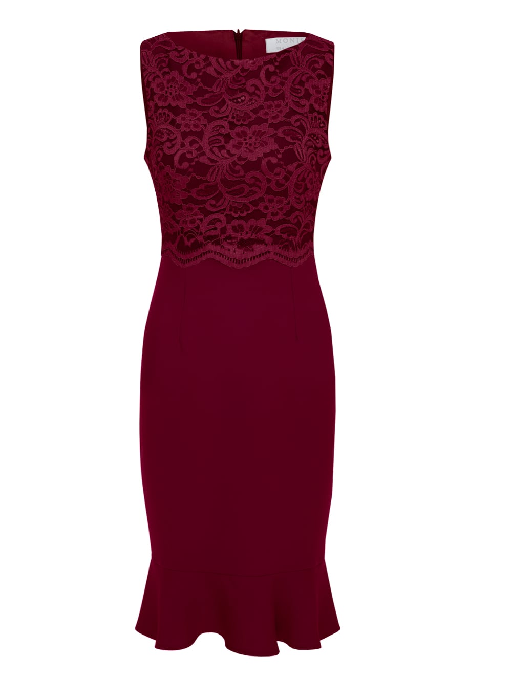 Crepe Dress in Wine Colour with Lace Top