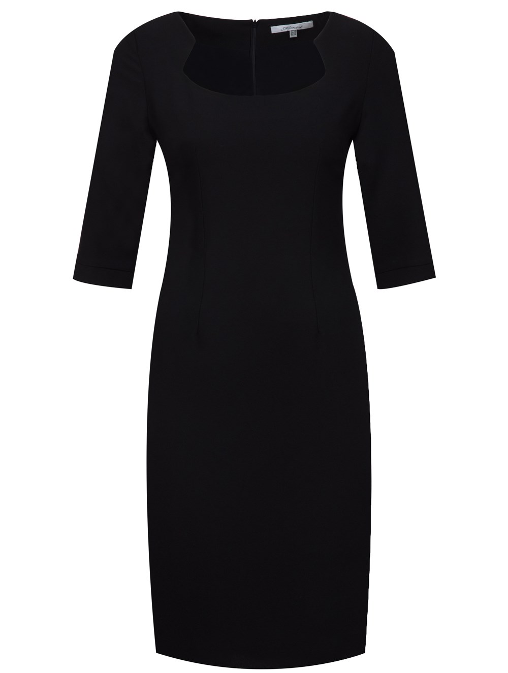 Crescent Neck Crepe Dress in Black Colour