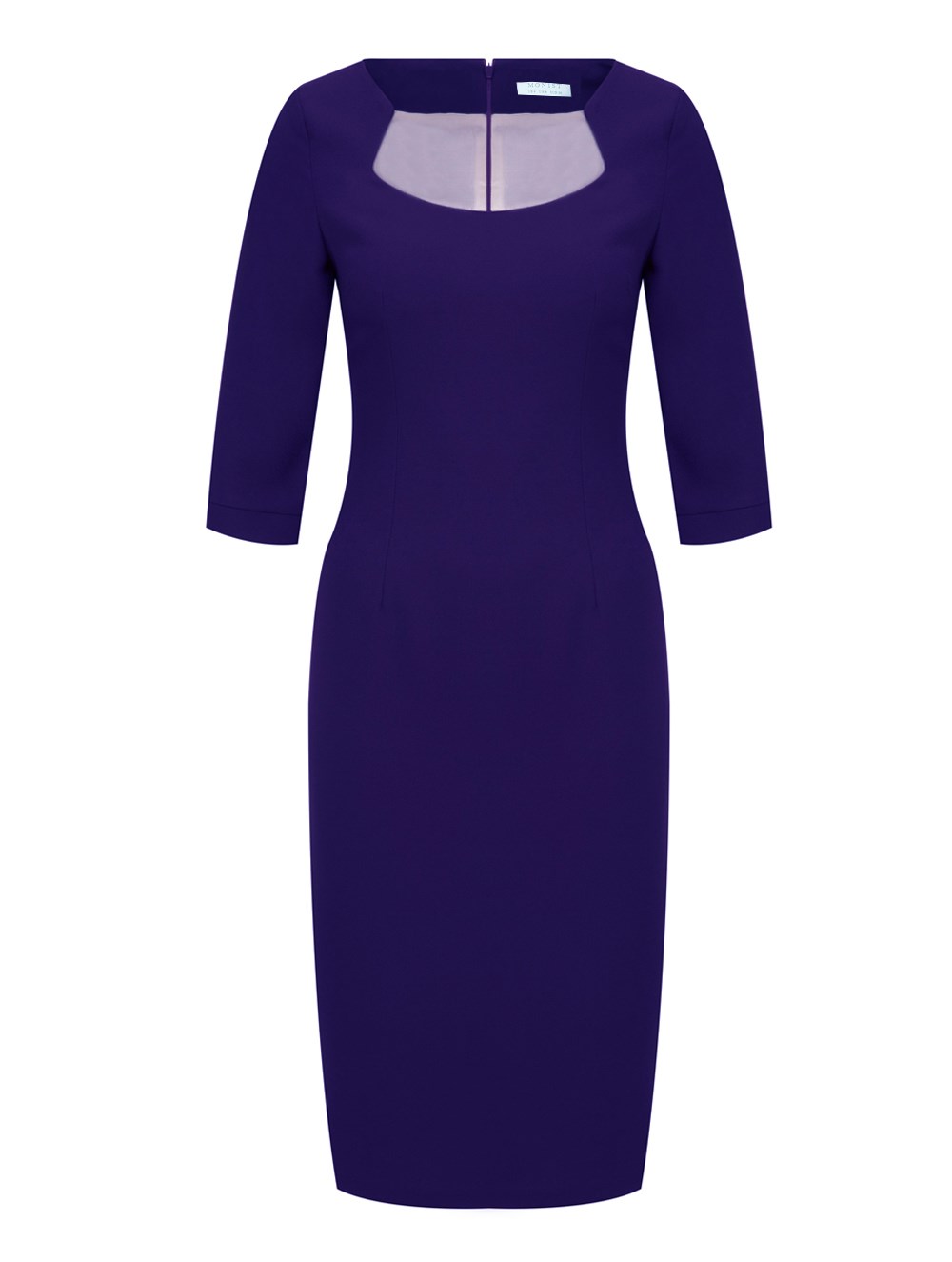 Crescent Neck Crepe Dress in Purple Colour